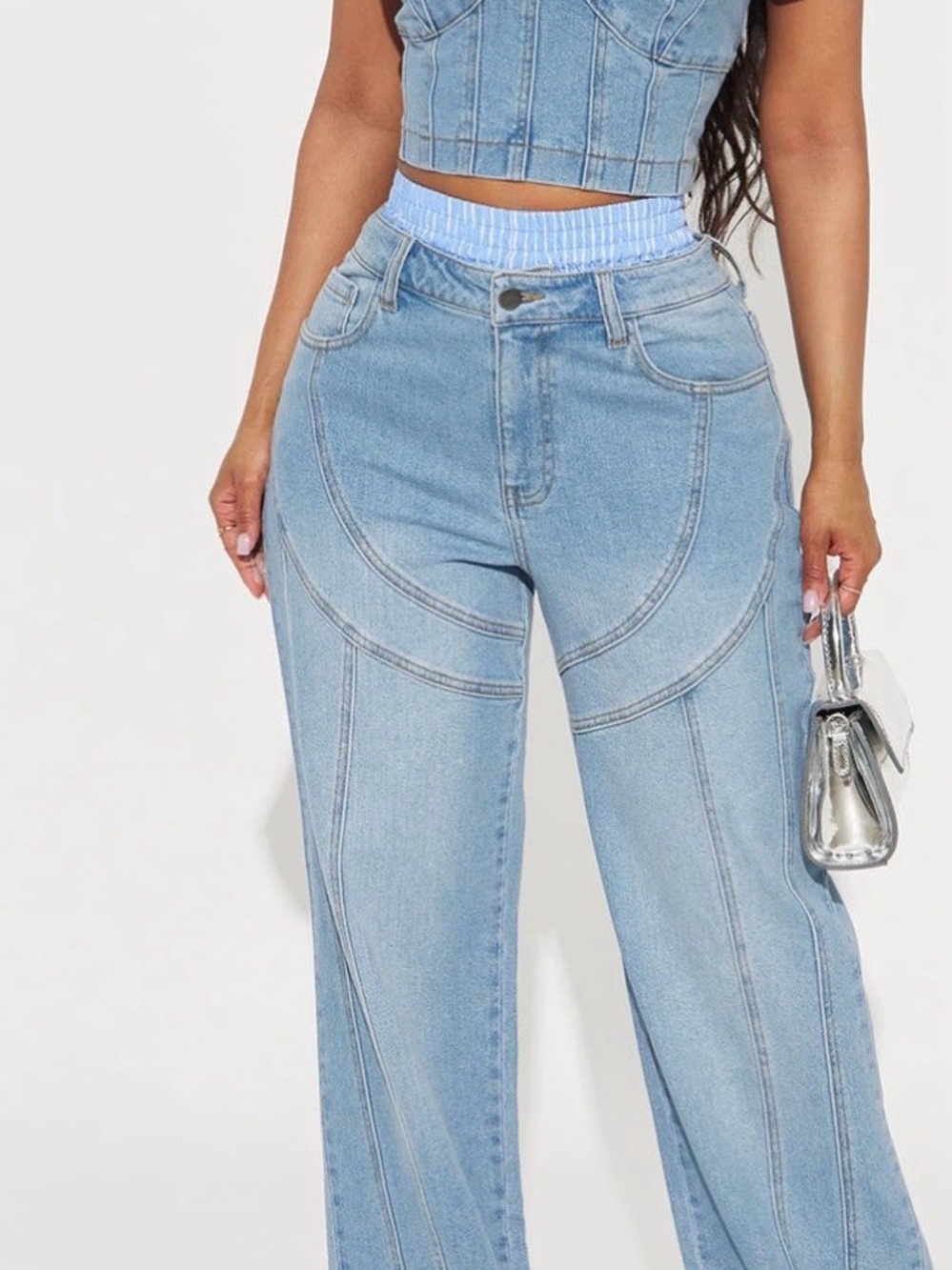 Fashion Nova Light Blue High-Rise Wide Leg Jeans